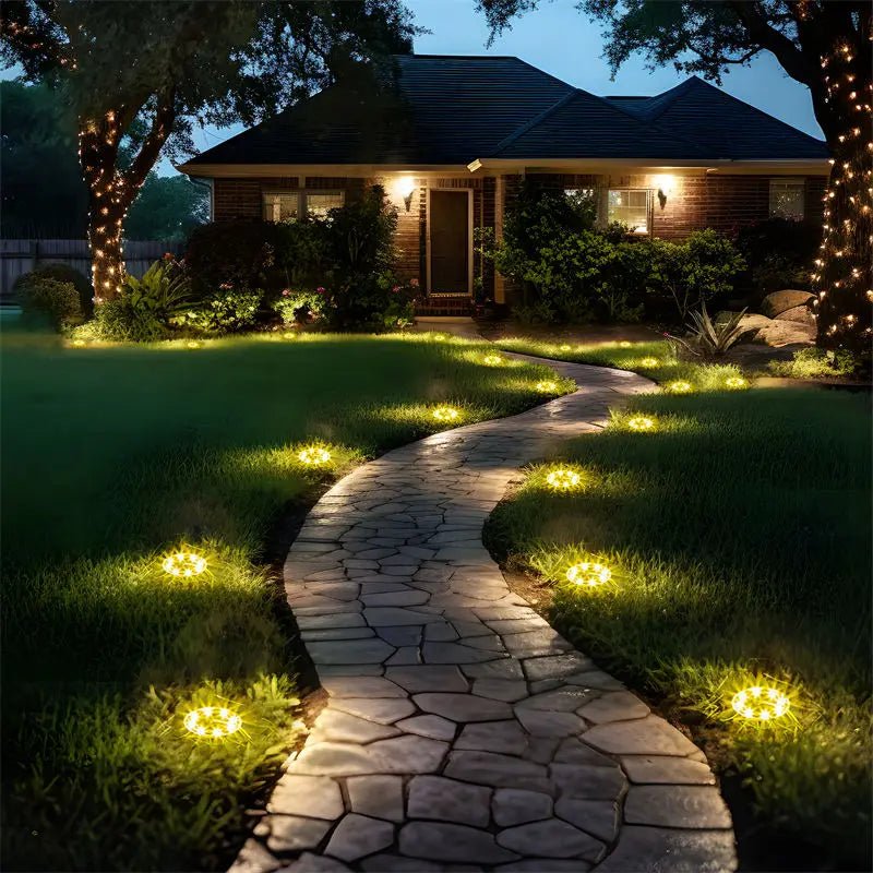8LED Solar Garden Lights Outdoor Waterproof Sidewalk Disk Bright In - Ground Landscape - AURA