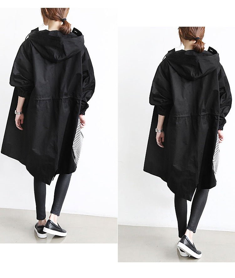 Women Windbreaker Jacket Casual Loose Button Pockets Hooded - AURA