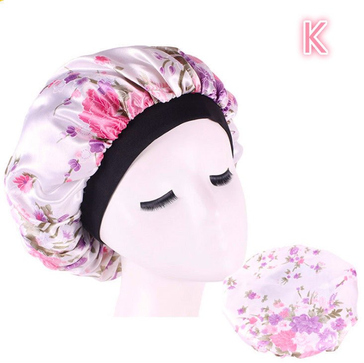 Beauty print Satin silk Bonnet sleep night cap - AURA