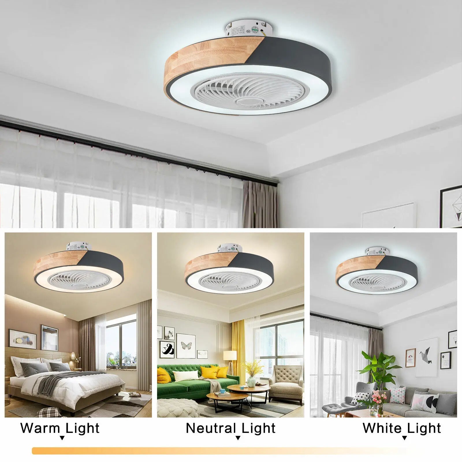 22'' Modern Ceiling Fan with Remote Dimmable LED Light - AURA