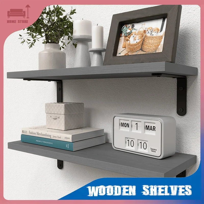 Wall Mounted Floating Shelves Wooden Shelves Home Living Room - AURA