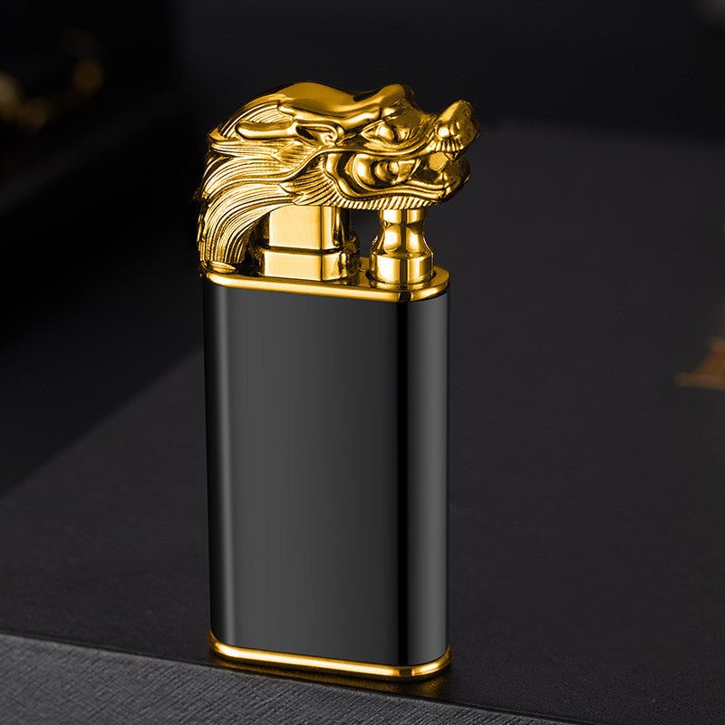 Creative Blue Flame Lighter Dolphin Dragon Tiger Double Fire Metal - AURA