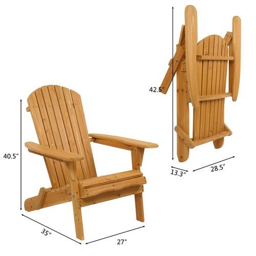 2PCS Foldable Fir Wood Adirondack Chair Patio Furniture Conversation Lounge Seat - AURA