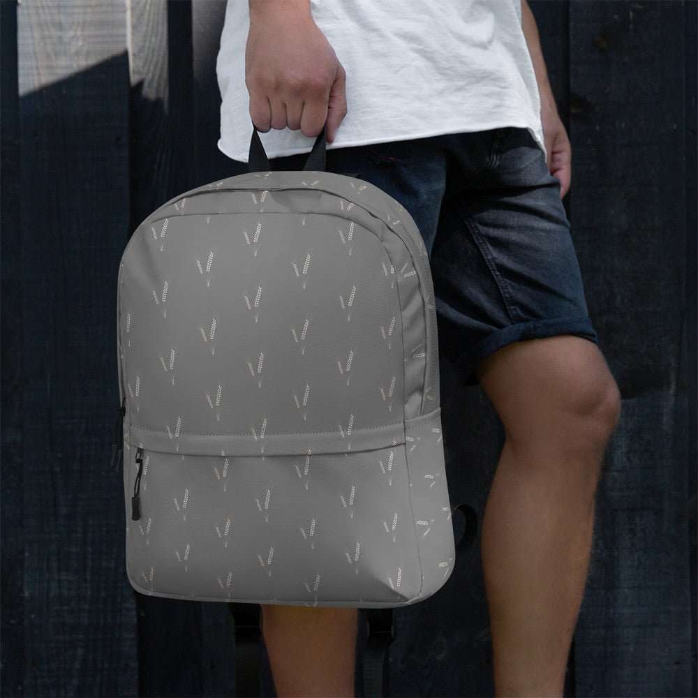 Grano Pattern Print Backpack - Light Grey - AURA