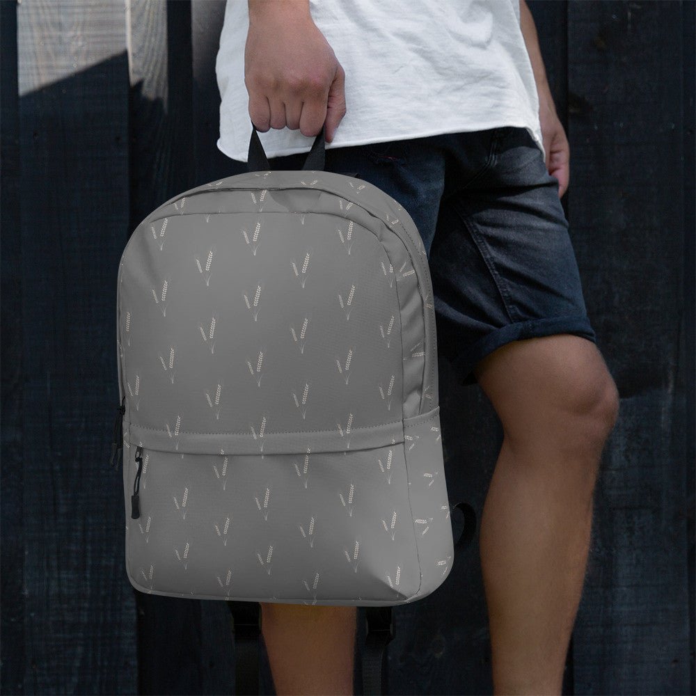 Grano Pattern Print Backpack - Light Grey - AURA