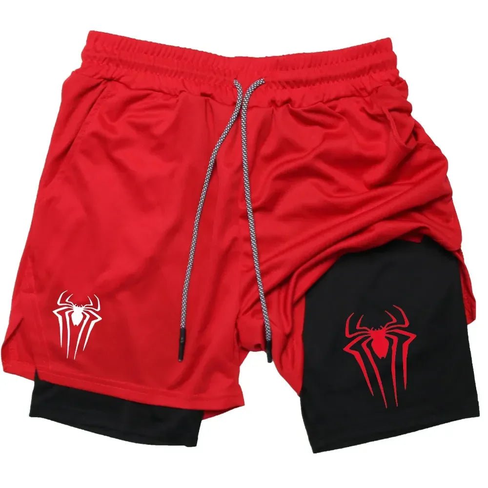 Men Spider Printed GYM Casual Sports Compression Shorts - AURA