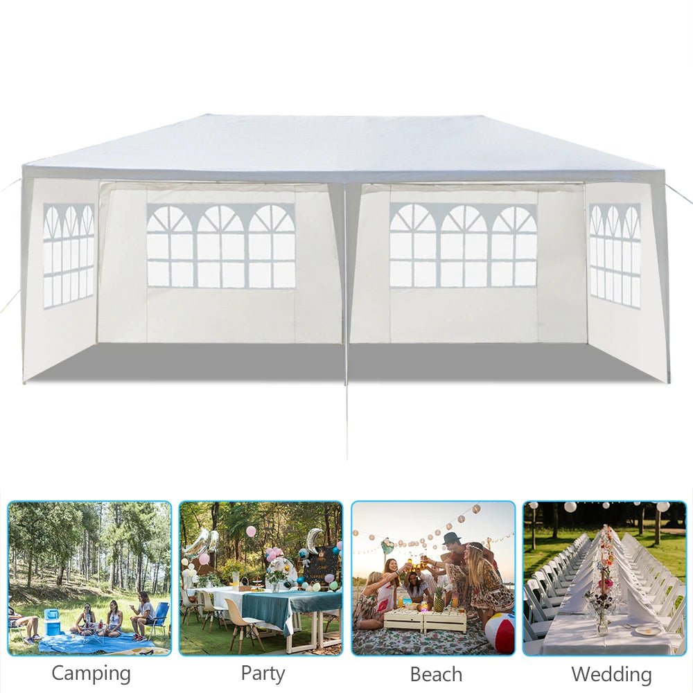 10'X20' Outdoor Party Tent with 4 Removable Sidewalls, Waterproof Canopy Patio Wedding Gazebo, White - AURA