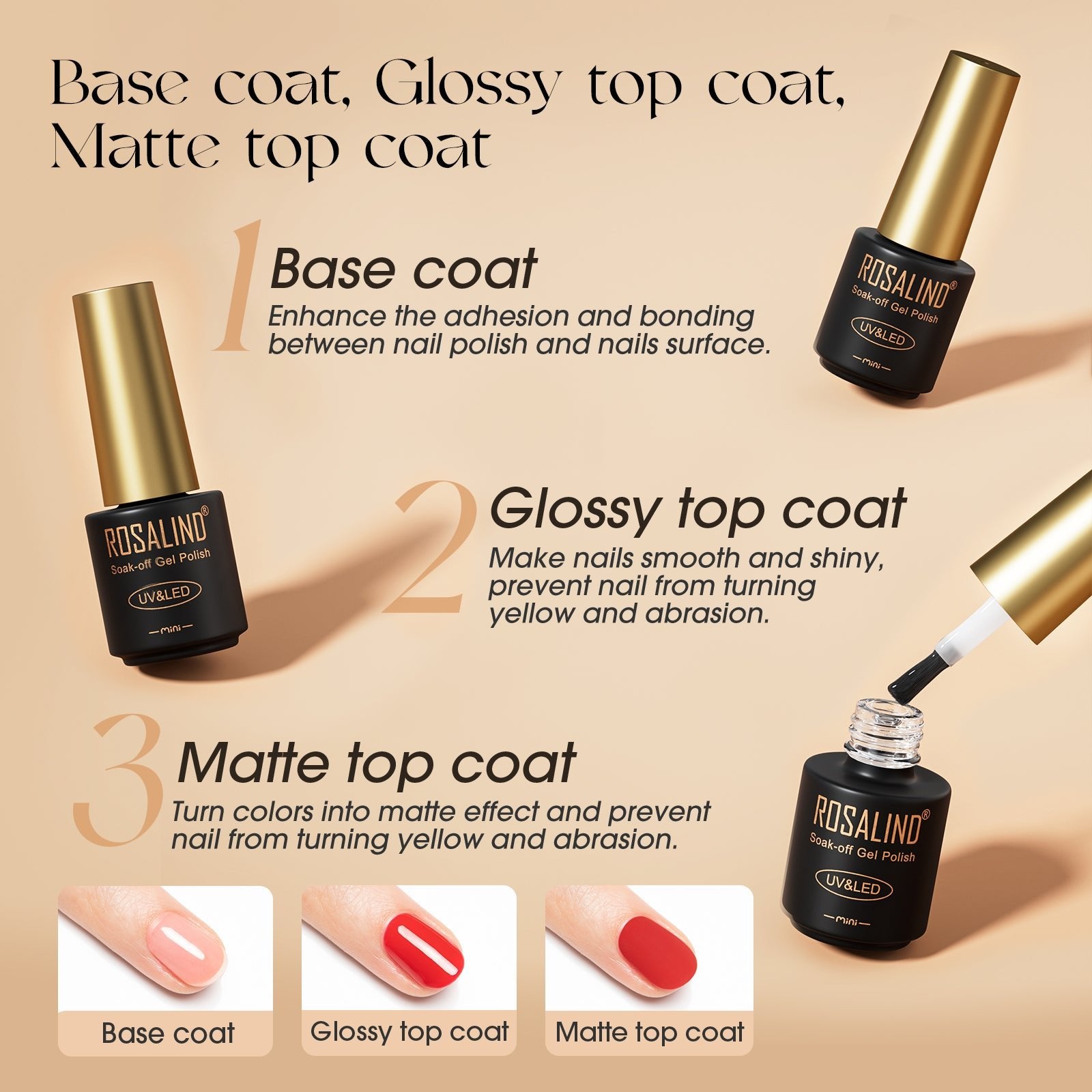 ROSALIND 38PCS Gel Nail Polish Set, 35 Colors Fall Gel Polish - AURA