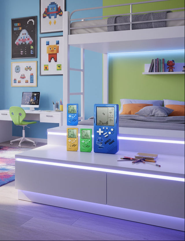 Retro Childhood Tetris Handheld Game Player Yellow - AURA