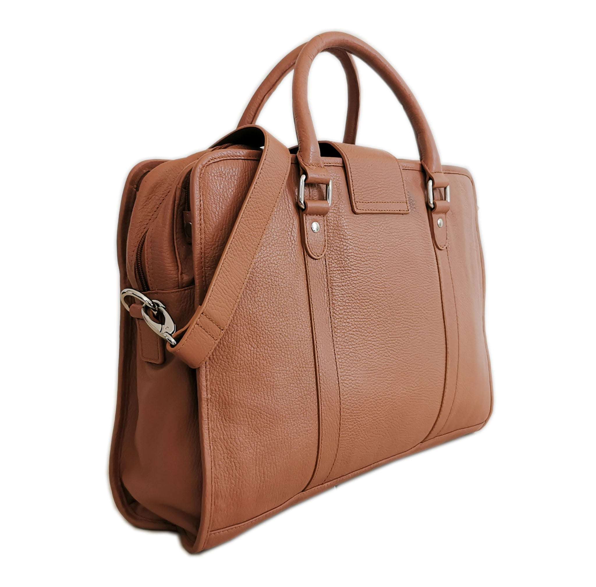 Leather Briefcase, Brown - AURA