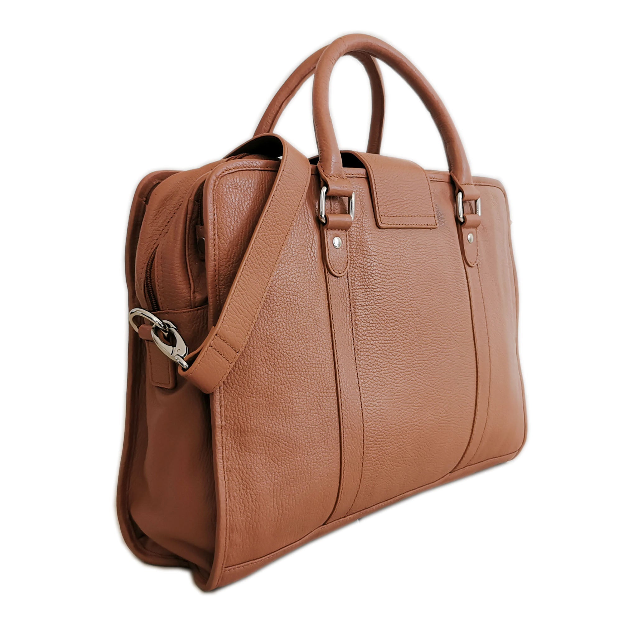 Leather Briefcase, Brown - AURA