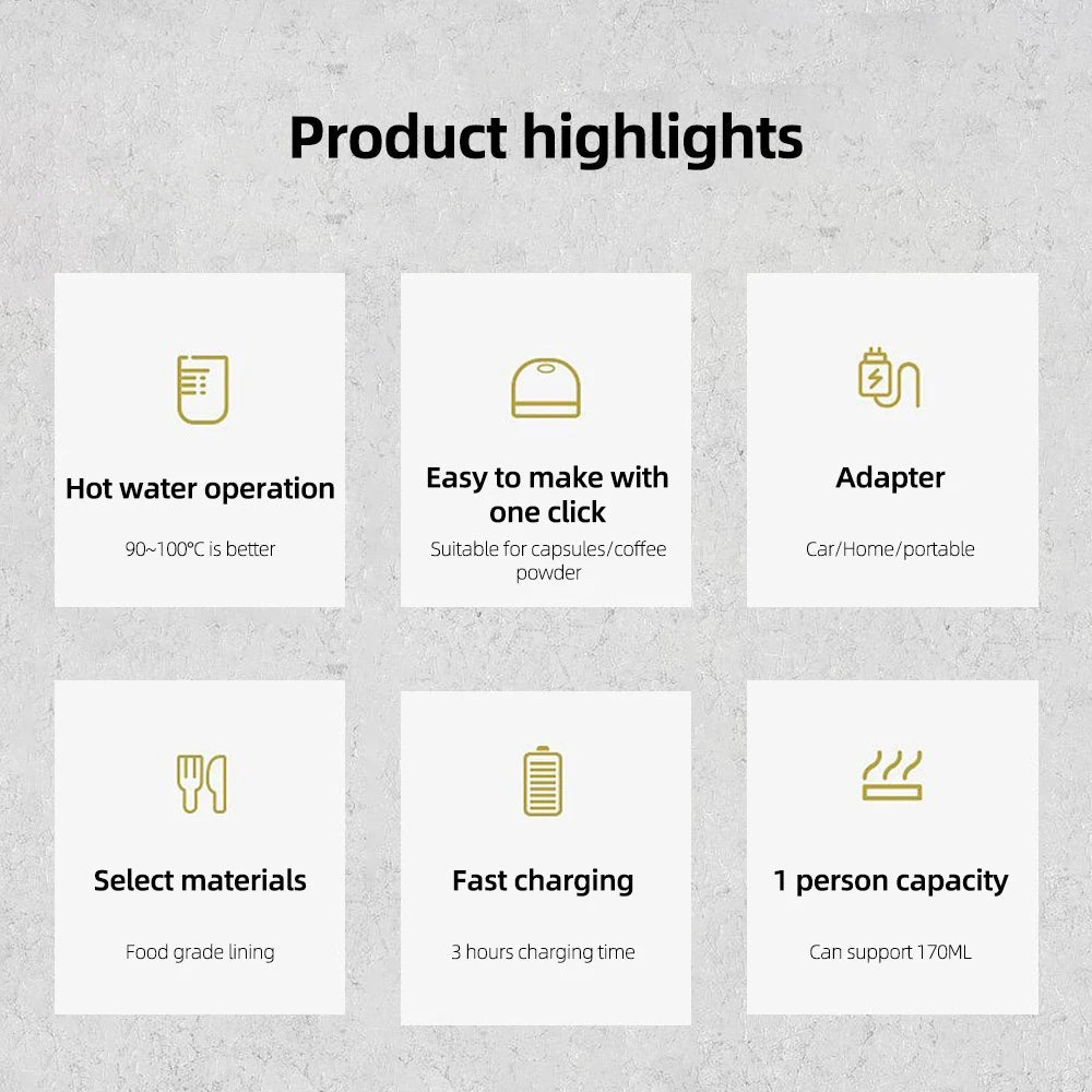 Portable Electric Espresso Coffee Maker Machines 6oz Single Serve with Cup Coffee - AURA