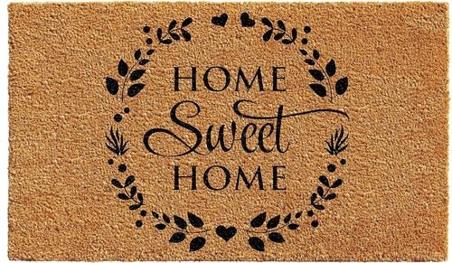 17" X 29" Natural and Black Coir Home Sweet Home Outdoor Door Mat - AURA