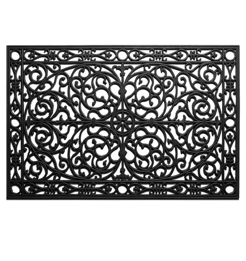 24" X 36" Black Rubber Scrollwork Outdoor Door Mat - AURA