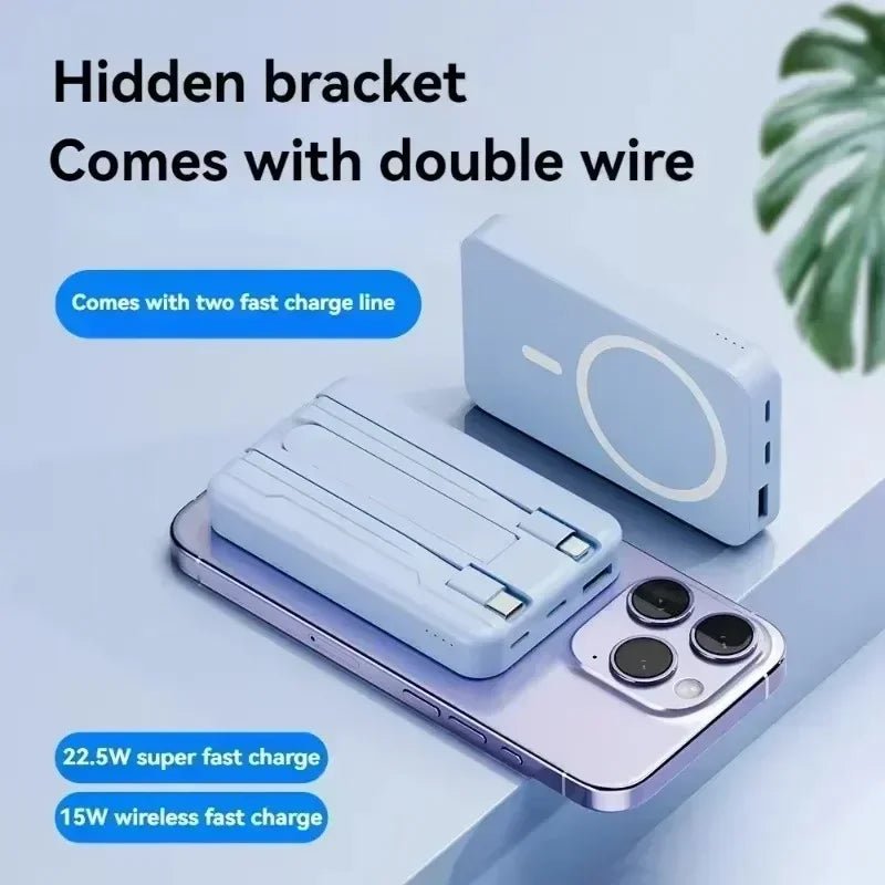 Wireless power bank, built - in cable holder, large capacity - AURA