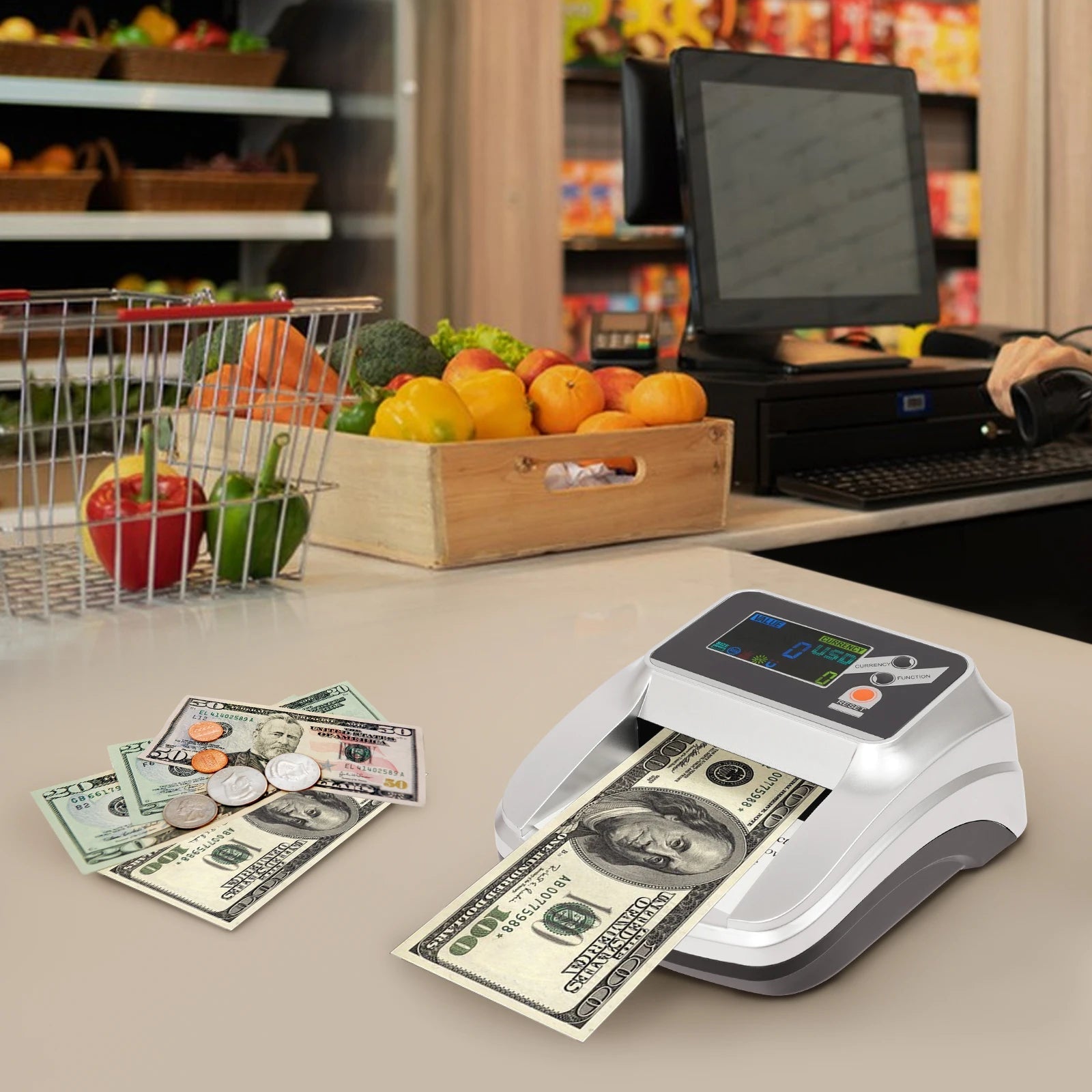 110V Money Counter Machine, Dollar Bill Detector, Counterfeit Money Checker - AURA