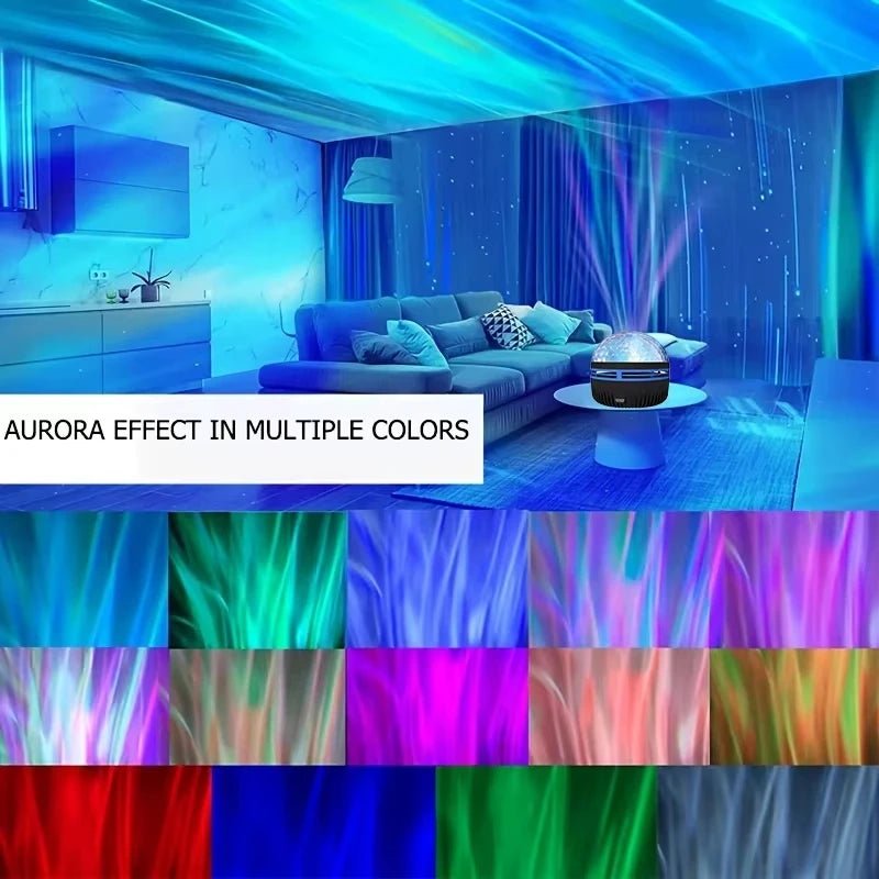 1pc Star Projector, Galaxy Projector, Water Ocean Wave Projector For Bedroom Night Light Room Decor With 7 - Colors Patterns - AURA