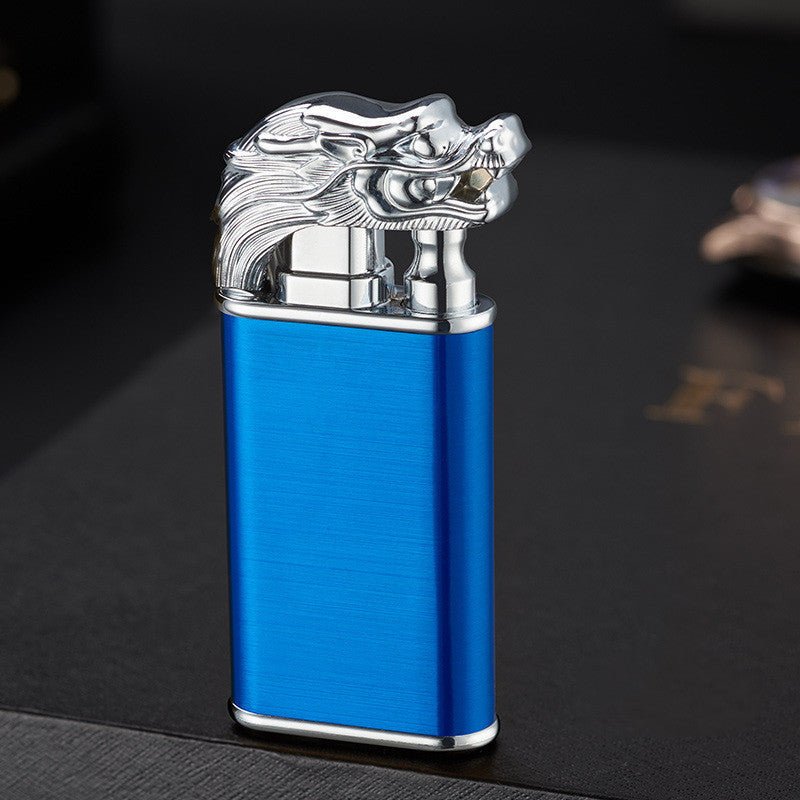 Creative Blue Flame Lighter Dolphin Dragon Tiger Double Fire Metal - AURA