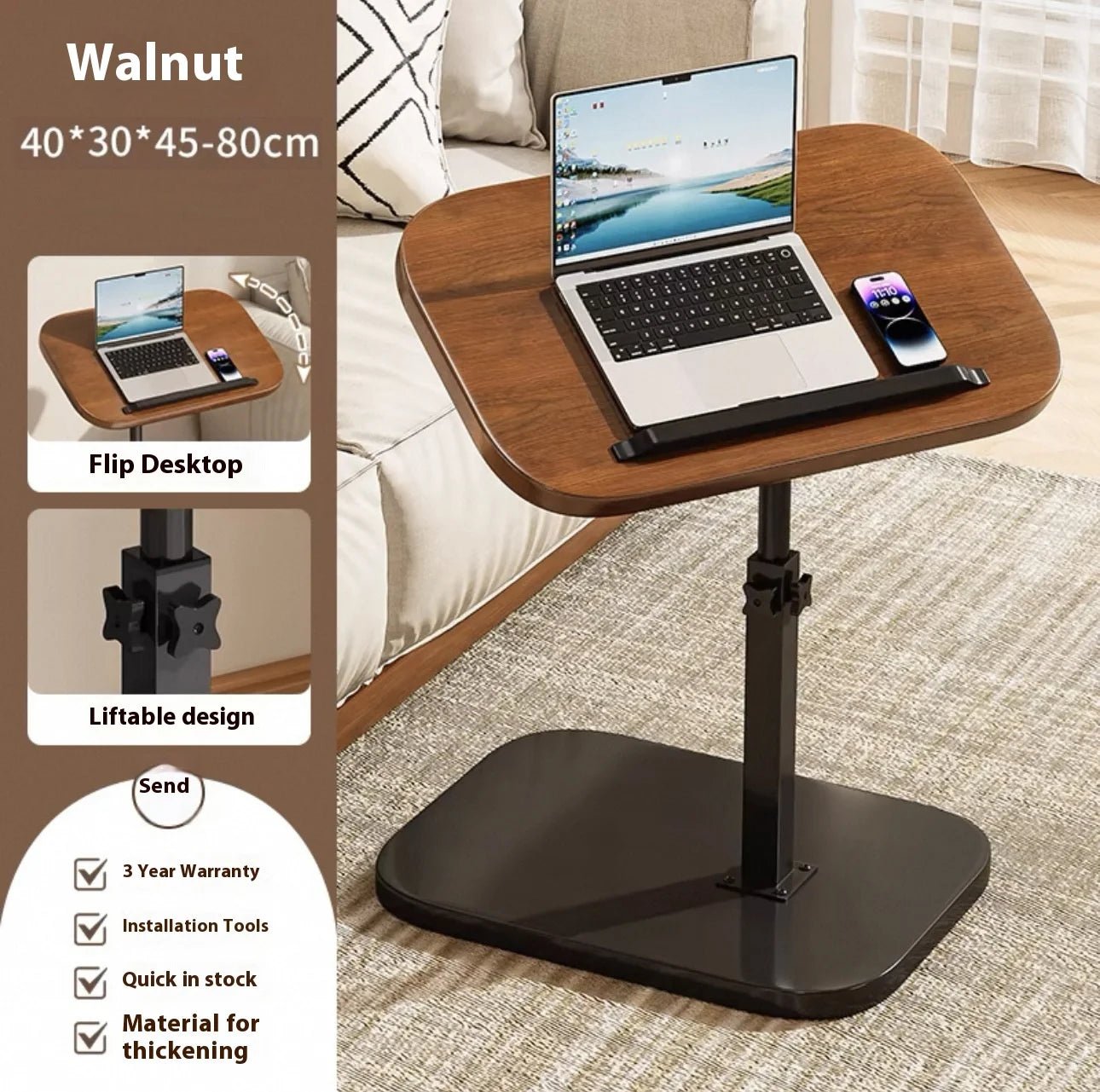 Mobile adjustable edge table Household foldable Mobile Lift Computer Desk - AURA