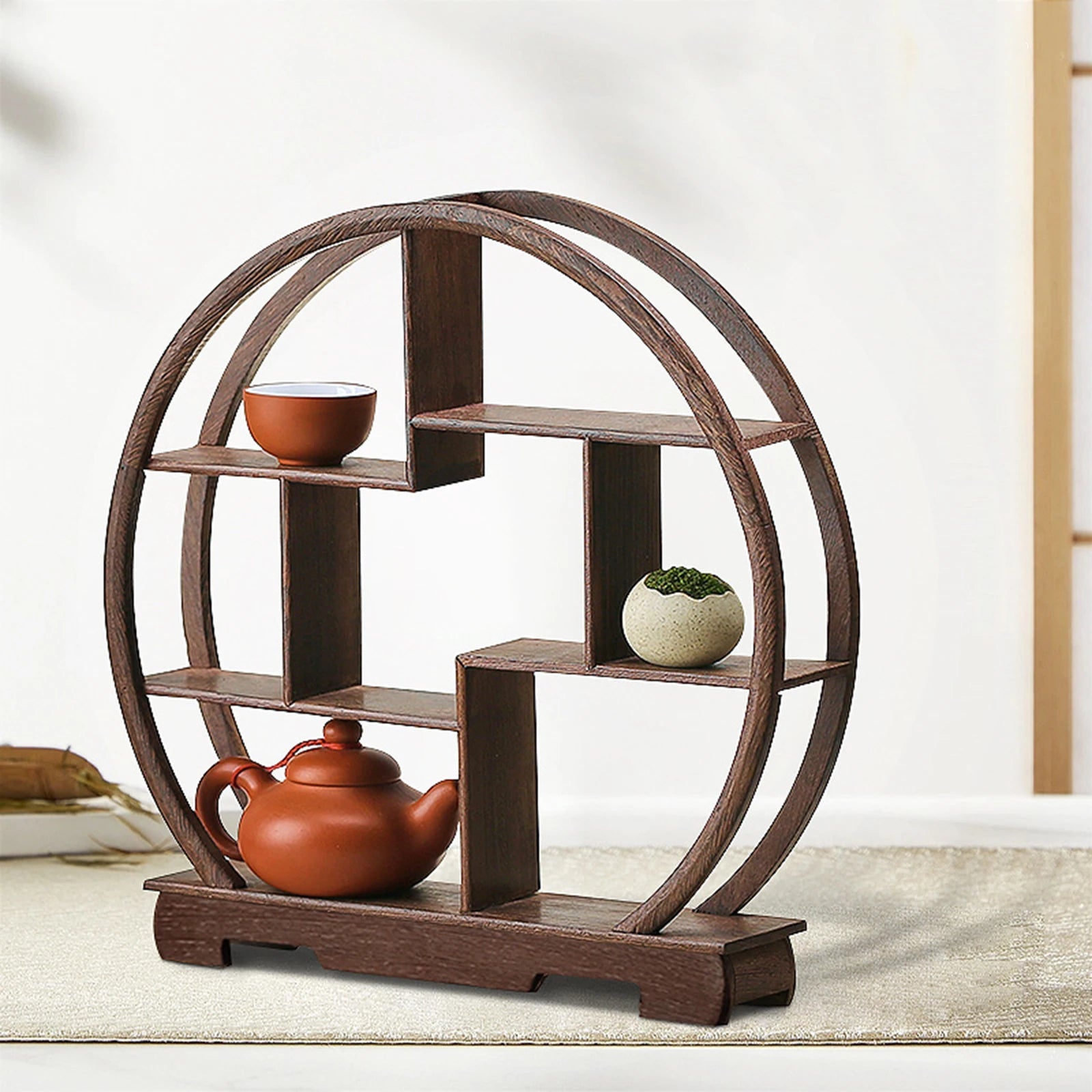 Wooden Display Stand Antique Display Shelf Oriental Furniture Teapot Stand - AURA