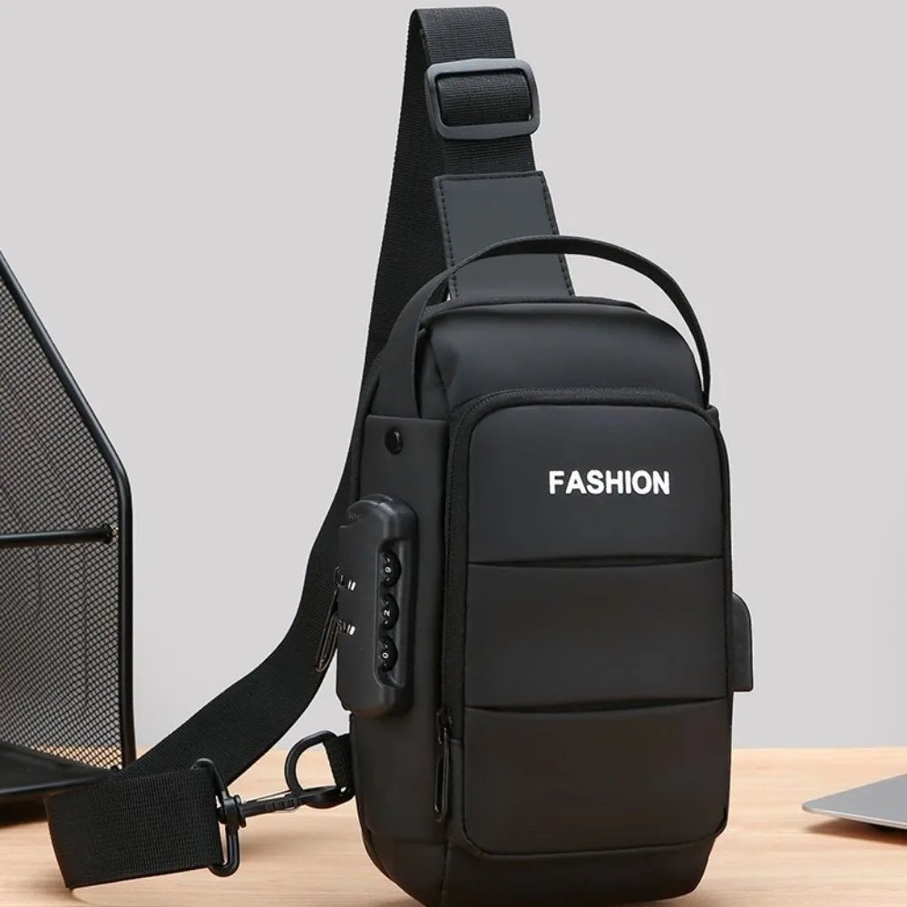 Anti - theft Men's Chest Bag USB Charging Port - AURA