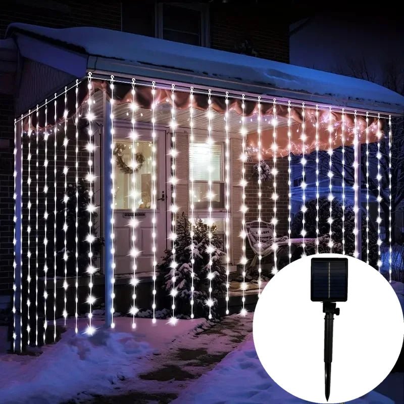 LED Curtain Solar String Lights Outdoor Garden Pavilion Window - AURA