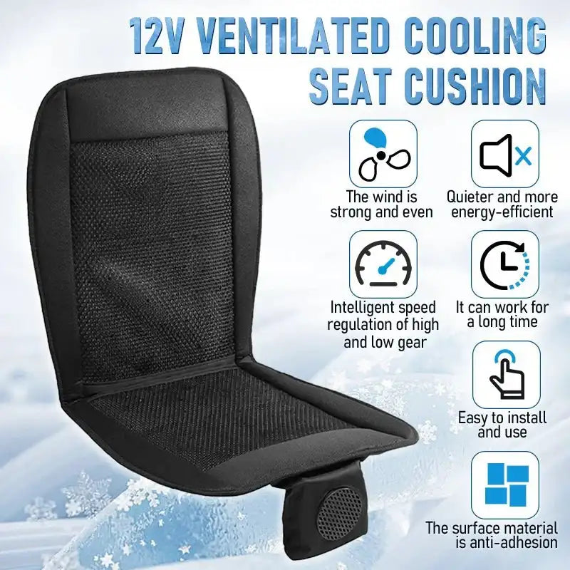 DC 12V 3D Spacer Car Summer Cool Air Seat Cushion With 8Fan Fast Blowing Ventilation - AURA