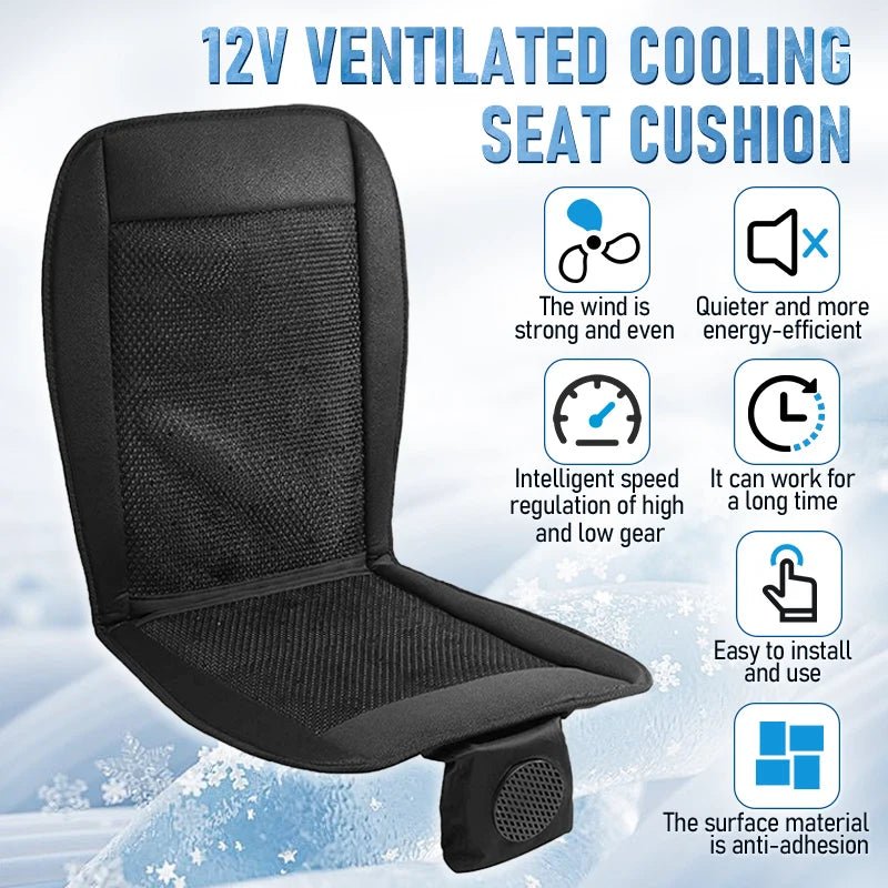 DC 12V 3D Spacer Car Summer Cool Air Seat Cushion With 8Fan Fast Blowing Ventilation - AURA