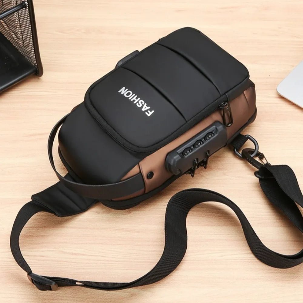 Anti - theft Men's Chest Bag USB Charging Port - AURA