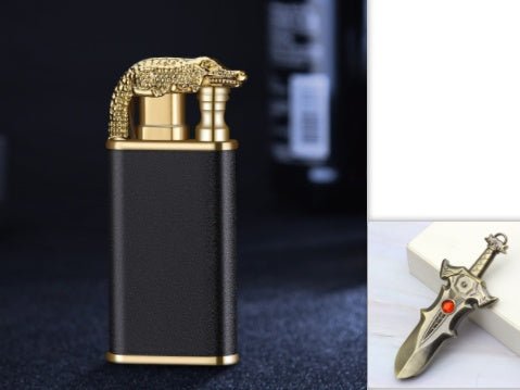 Creative Blue Flame Lighter Dolphin Dragon Tiger Double Fire Metal - AURA
