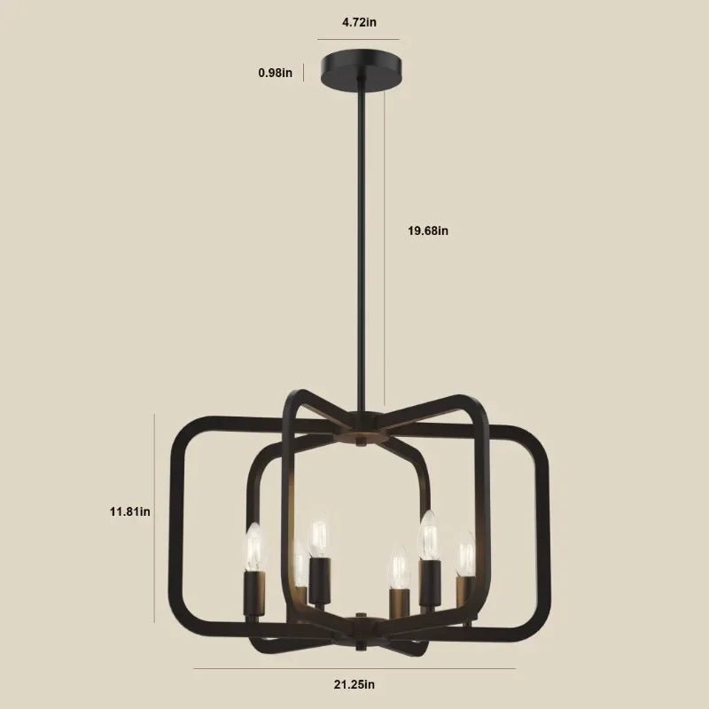 Farmhouse Candle Chandelier Light Fixture for Dining Room, Kitchen - AURA