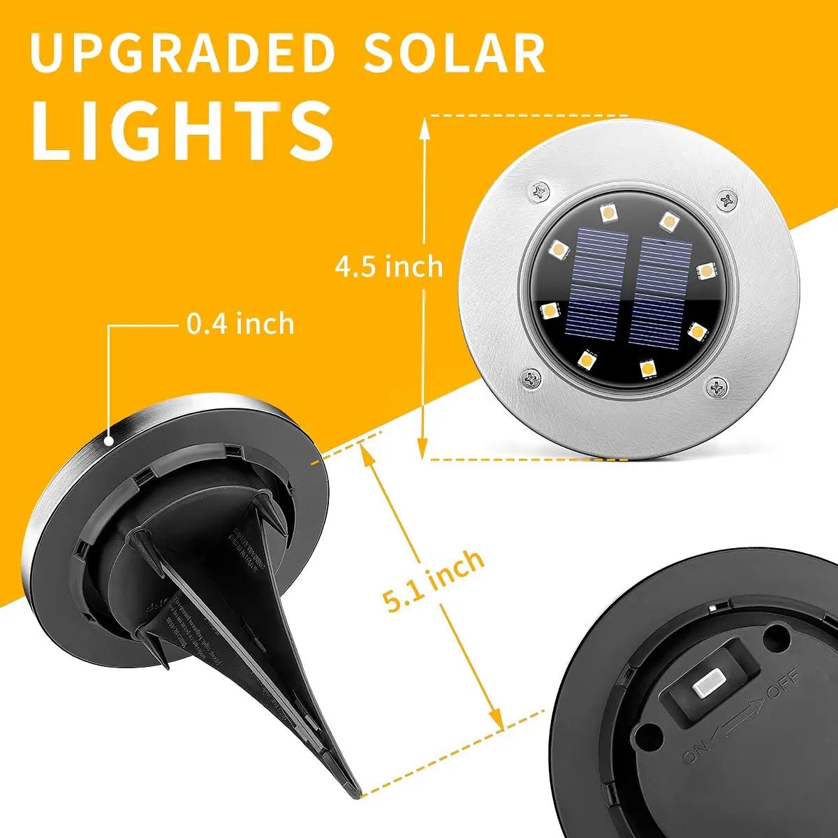 8LED Solar Garden Lights Outdoor Waterproof Sidewalk Disk Bright In - Ground Landscape - AURA