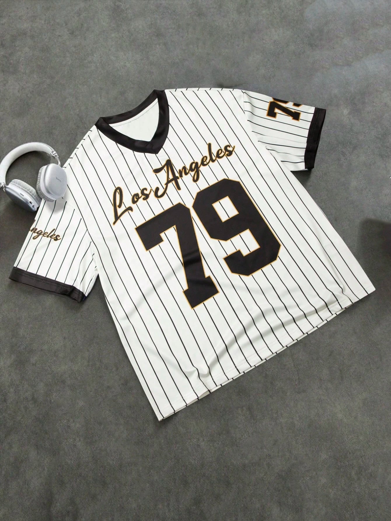 Men's Los Angeles Letter Print Short Sleeve Top - AURA