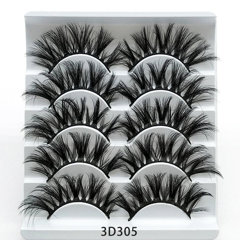 Mink False Eyelashes 3D False Eyelashes Five Pairs Of Soft Cotton Stalk Eyelashes - AURA