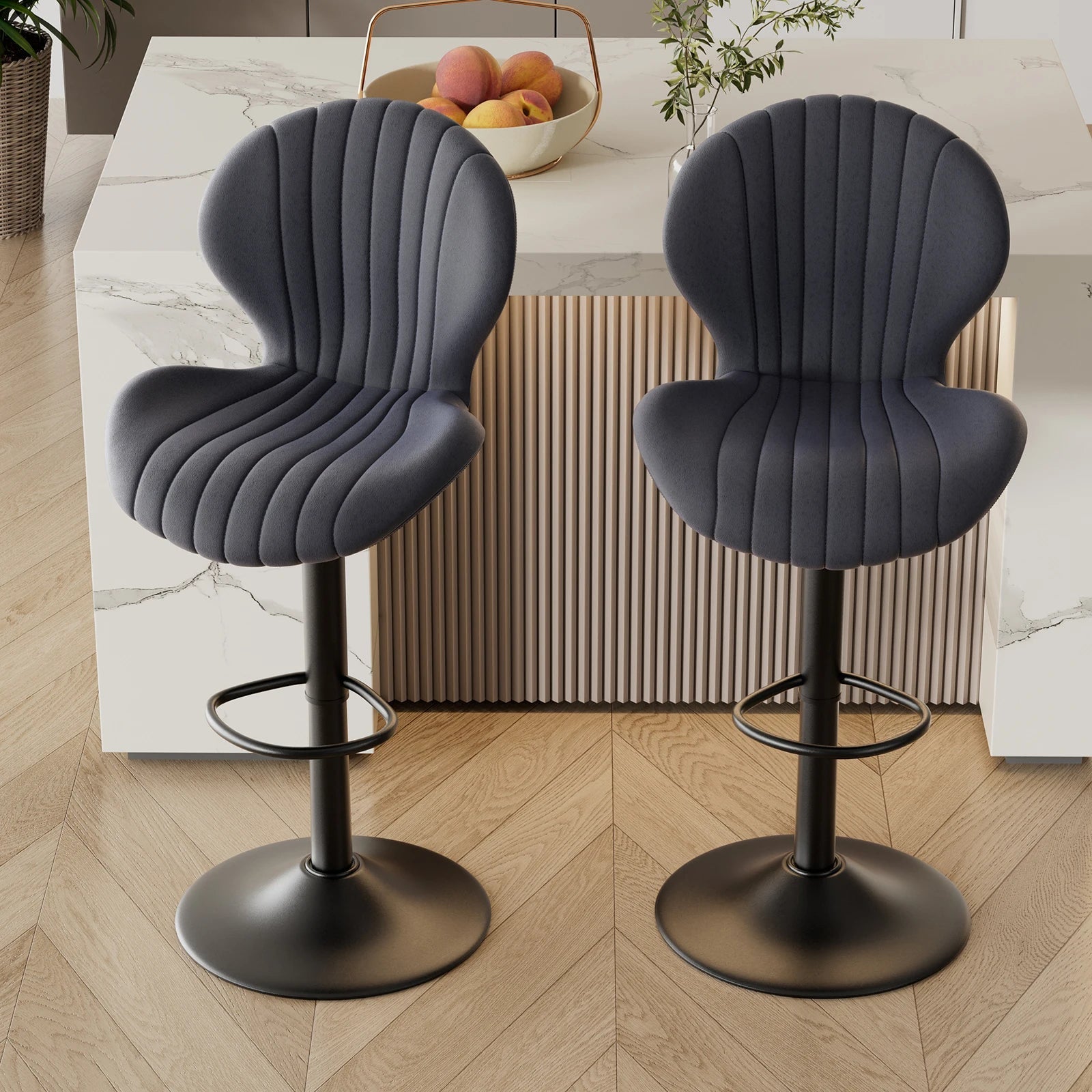 2 Modern Bar Stools Luxury Dining Chairs - AURA