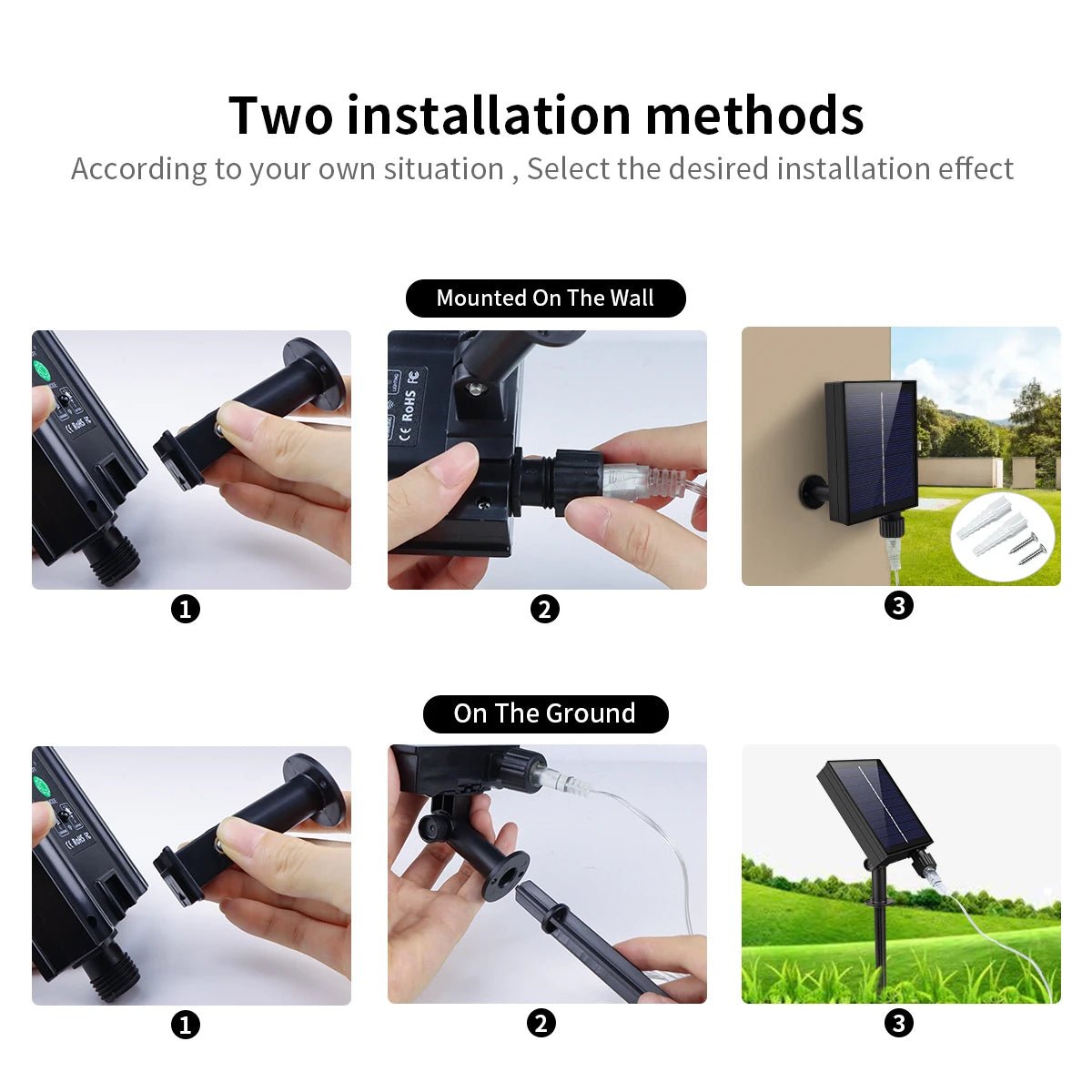 LED String Light With Large Solar Panel 10M - 100M 10 LEDs/M Waterproof - AURA