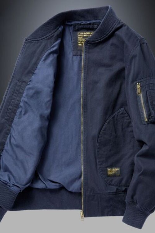 Out of State - Men's Plus Size Zip Up Baseball Collar Bomber Jacket - AURA