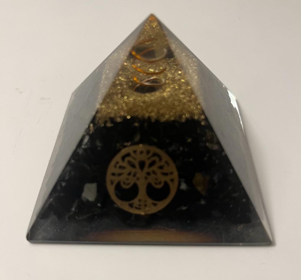 Black Tourmaline Orgonite Pyramid - AURA