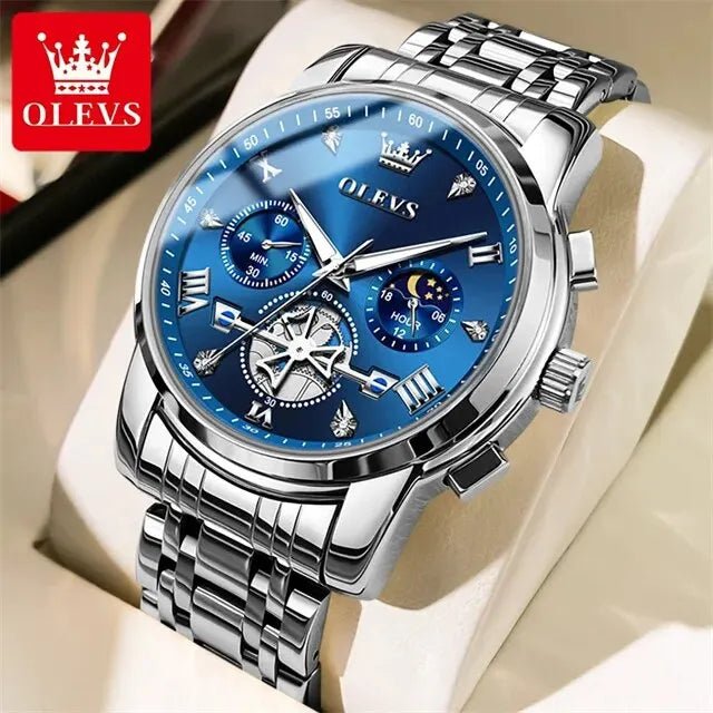OLEVS 2856 Man Watch 24 Hour Moon Phase Chronograph (Waterproof) - AURA