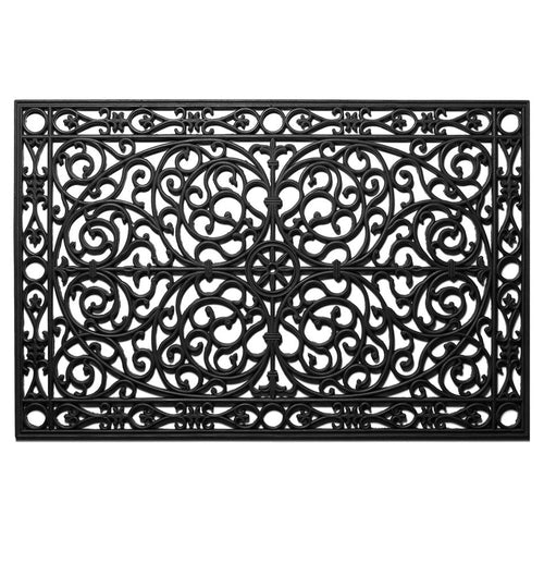 24" X 36" Black Rubber Scrollwork Outdoor Door Mat - AURA