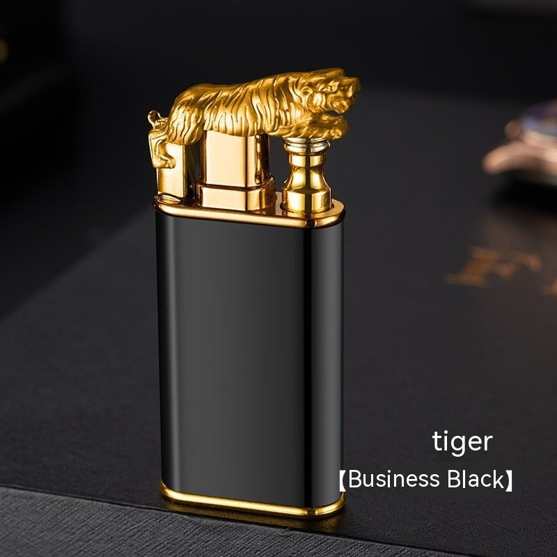 Creative Blue Flame Lighter Dolphin Dragon Tiger Double Fire Metal - AURA