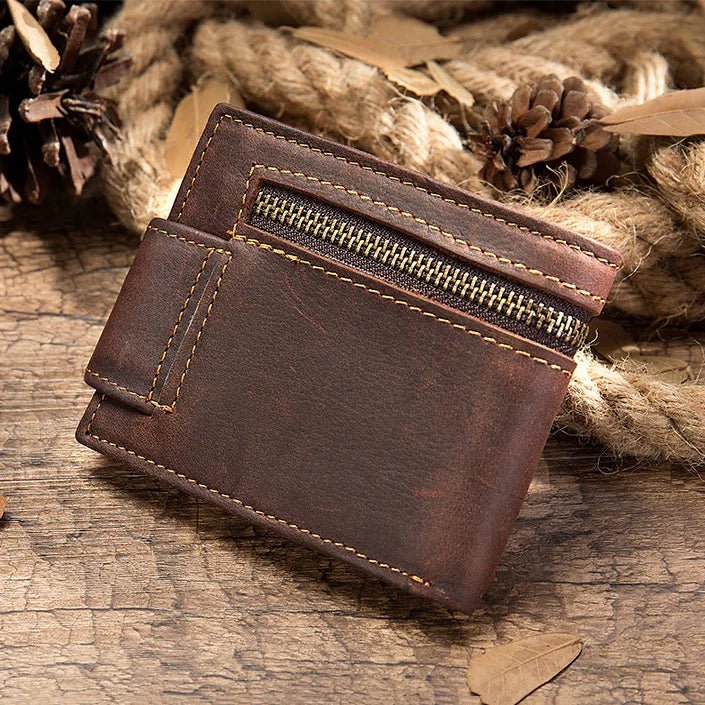 Crazy Horse Cowhide Leather Wallet for Men Genuine Leather Men Wallet - AURA