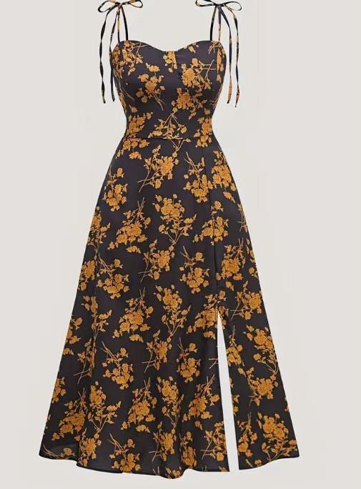 Waist - tight Sexy Floral Slimming Sling Dress - AURA