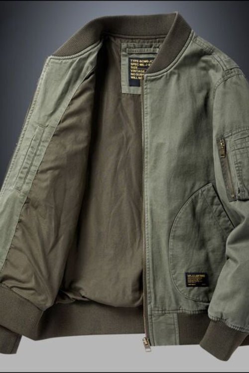 Out of State - Men's Plus Size Zip Up Baseball Collar Bomber Jacket - AURA