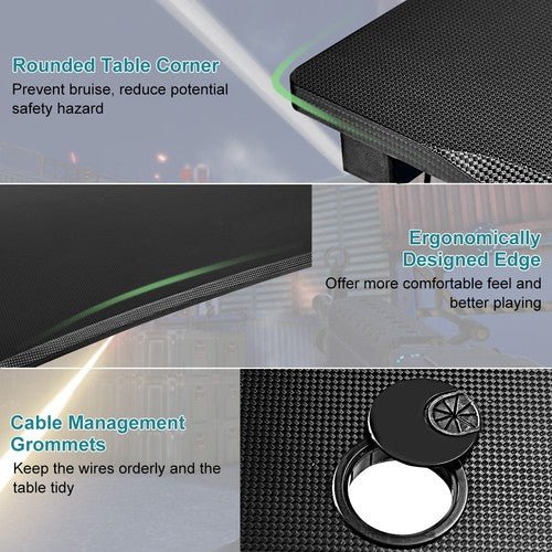 Gaming Desk Computer Desk Table w/Cup Holder & Headphone Hook Gamer Workstation - AURA