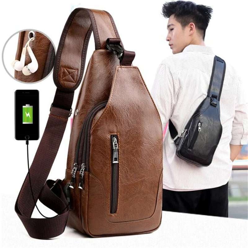 Luxury Brand Messenger Bag Leather Men Chest Bag - AURA