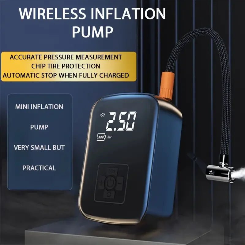 1pc Wireless Car Air Compressor Air Pump Electric Tire Inflator Pump - AURA