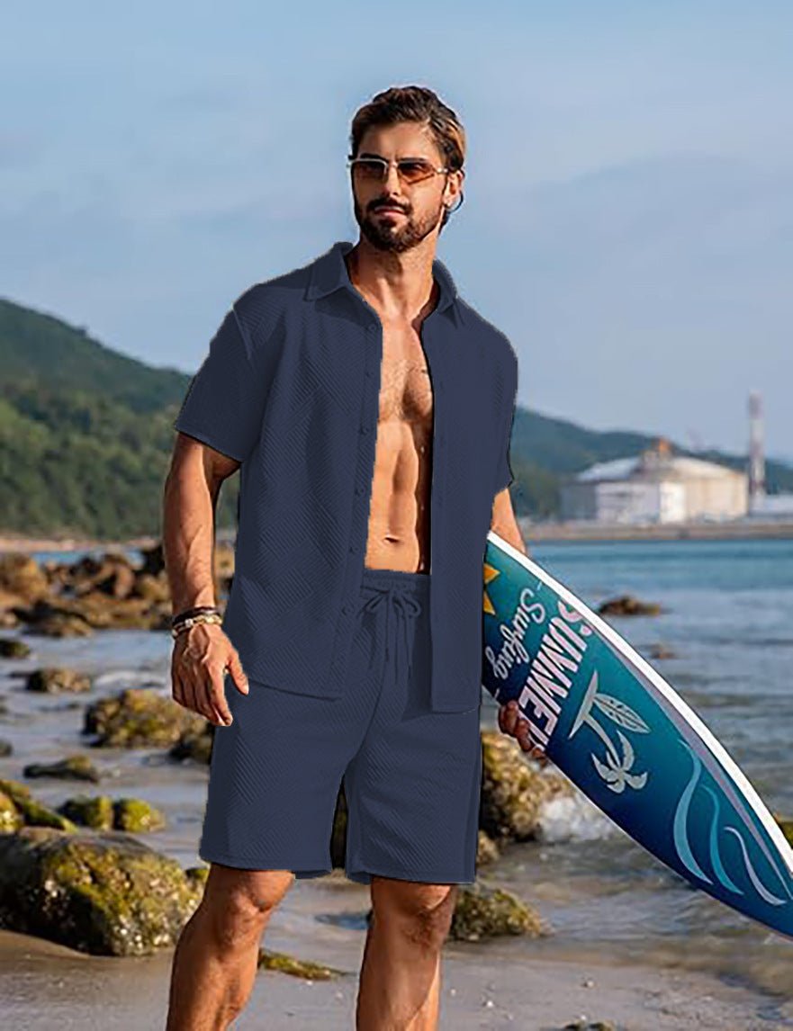 Knitwear Sports Casual Short Sleeve And Shorts Suit - AURA