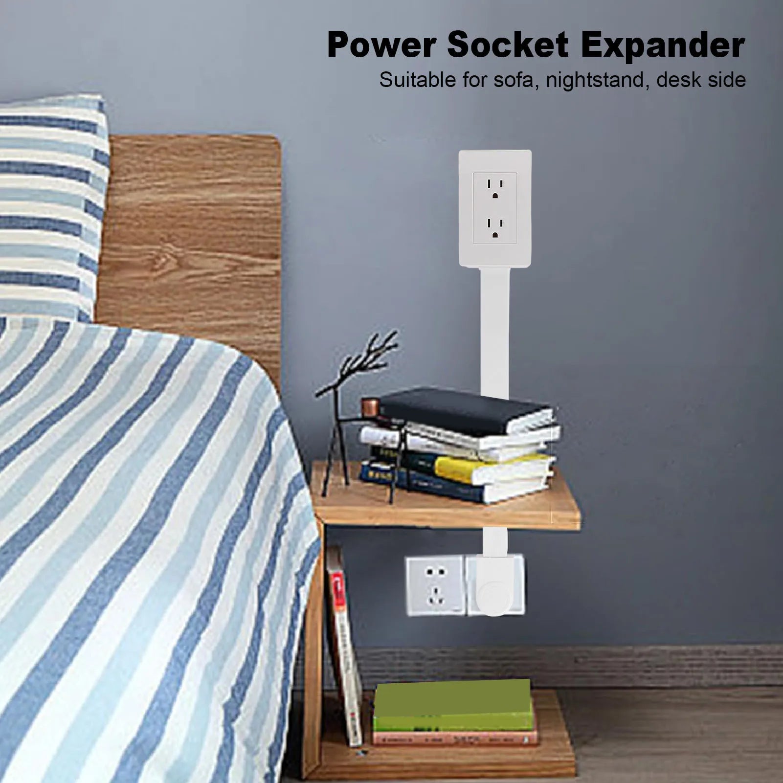 Electrical Outlet Extender Flat Plug Power Strip Features Rotates 180° - AURA