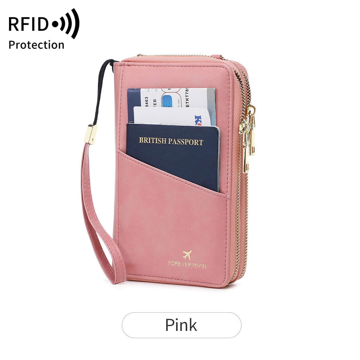 RFID Multi - functional Double Zipper Storage Crossbody Wallet - AURA